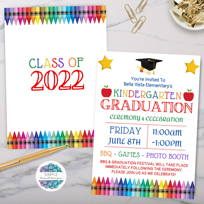 cute kindergarten graduation  ceremony invitation template