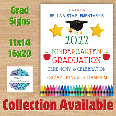 fun kindergarten preschool prek day care elementary school graduation sign poster social media bundle