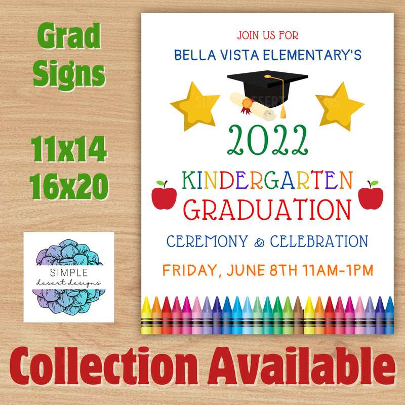 fun kindergarten preschool prek day care elementary school graduation sign poster social media bundle