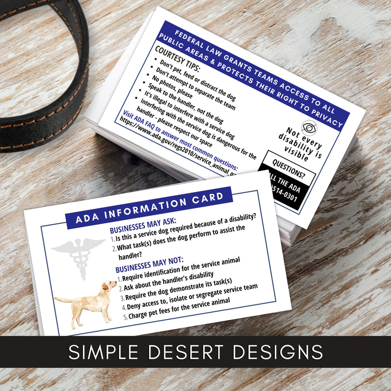 personalized labrador retriever ada service dog cards with custom colors