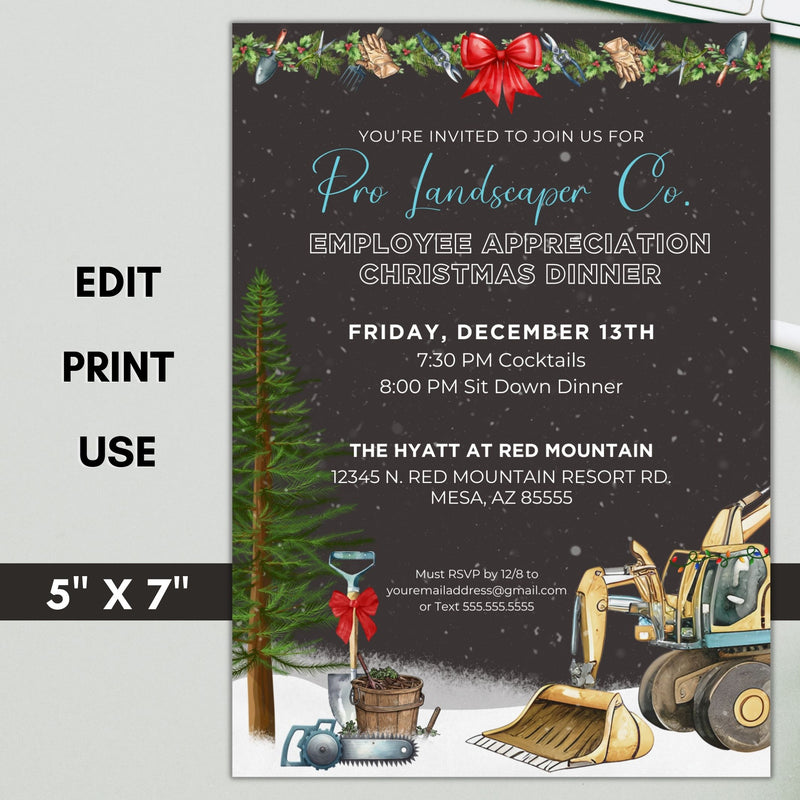 landscaping company christmas party invitations