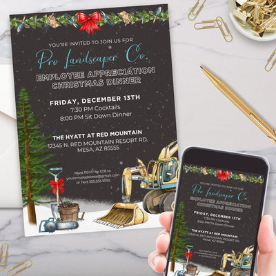 custom  company christmas party invitation for outdoor landscaping lawn maitenance company