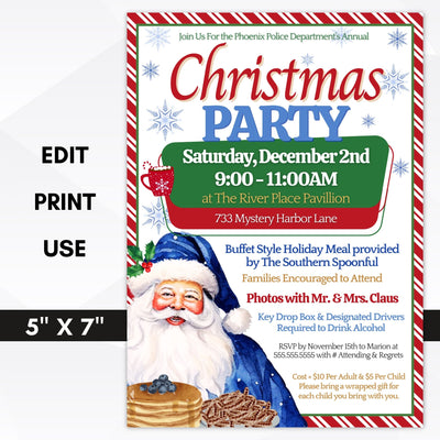 breakfast with santa christmas party invitations