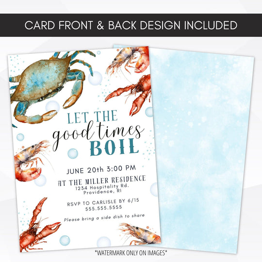 Let the Good Times Boil Seafood Dinner Invitation – Simple Desert Designs