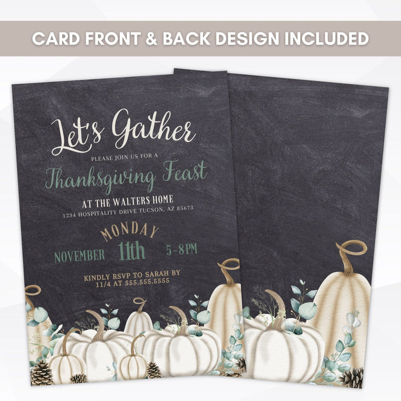 custom chalkboard farmhouse theme party invitations for dinner party