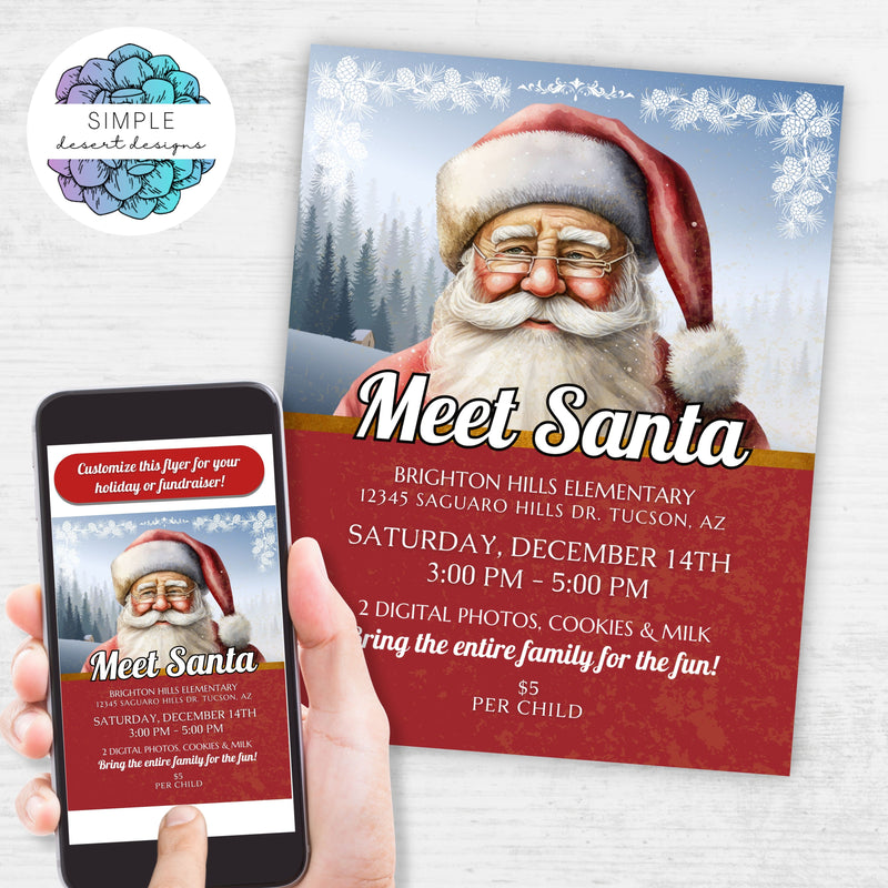 realistic santa claus flyers for photos with santa event