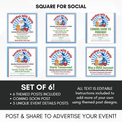 social media breakfast with blue santa marketing templates