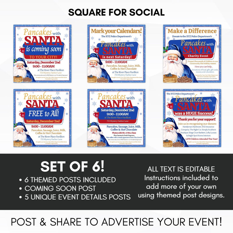 social media templates for pancakes with santa claus event