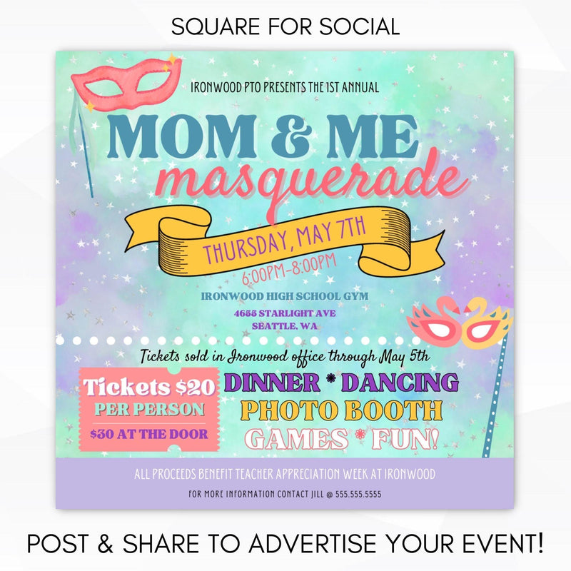 school pto dance fundraising idea for Mothers day mom, holiday or end of  school dance party invite