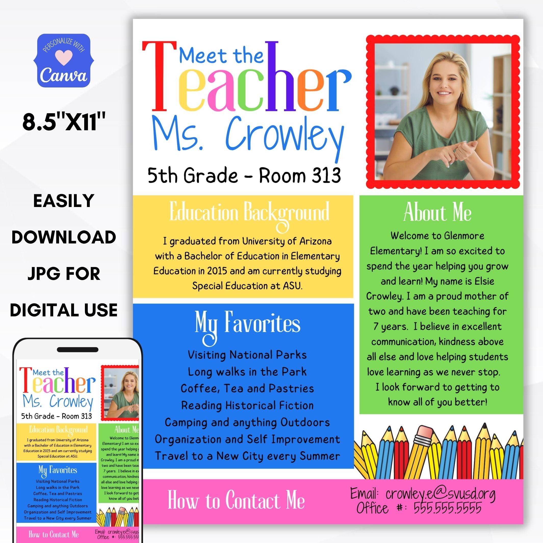 Editable Meet the Teacher Pencils Flyer – Simple Desert Designs