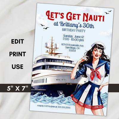 vintage yacht party invitations for cruise party boats