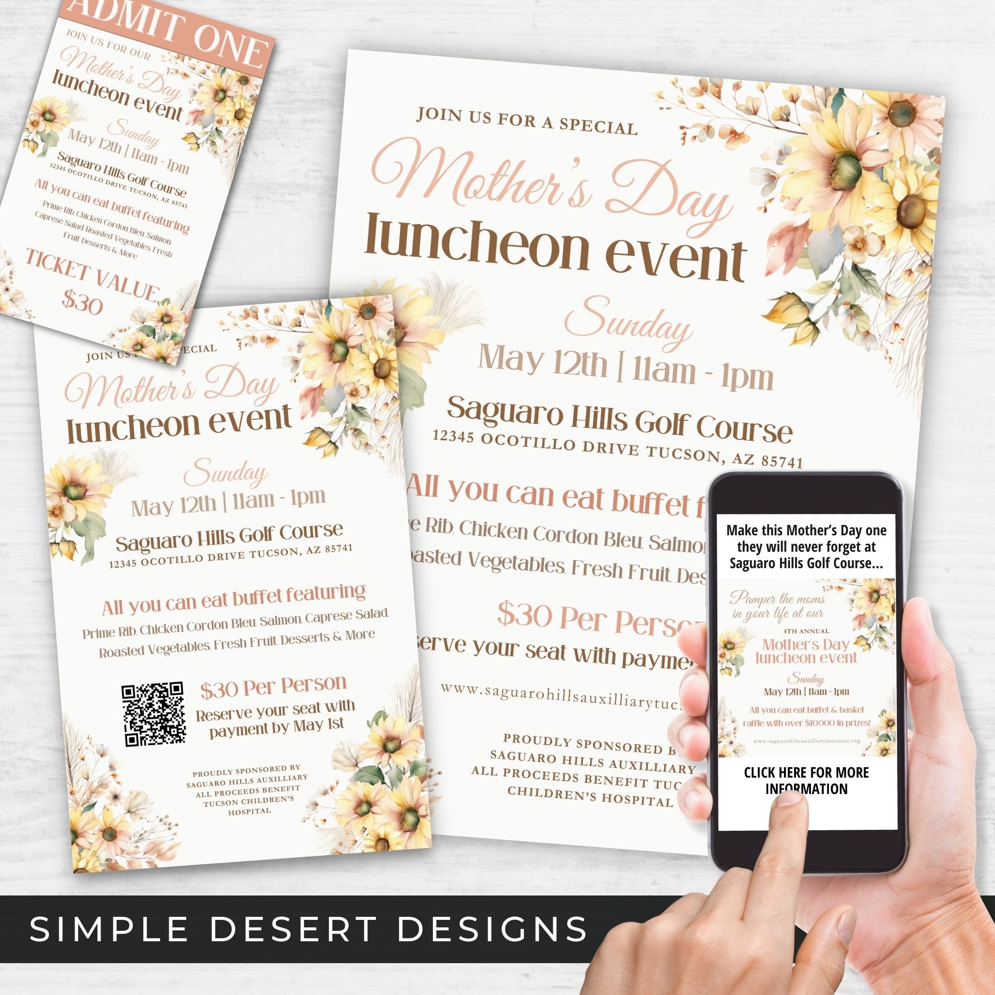 Elegant Mothers Day Luncheon Event Bundle – Simple Desert Designs