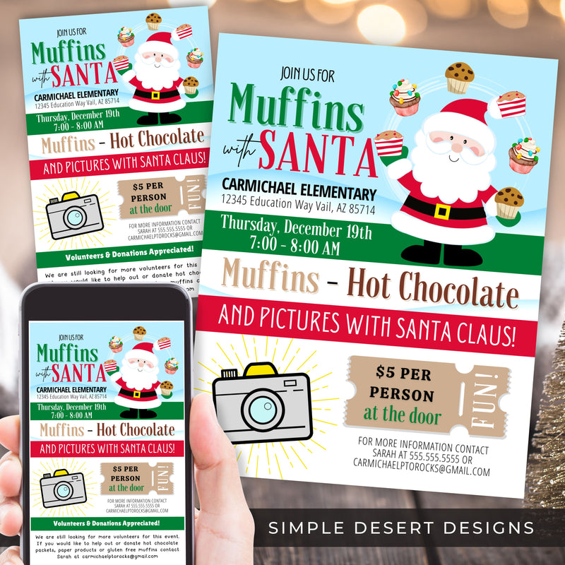 Muffins with Santa Fundraiser Flyer Set