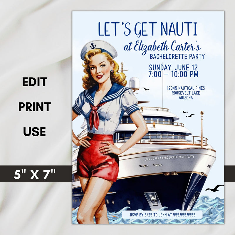 party boat bechelorette party invites