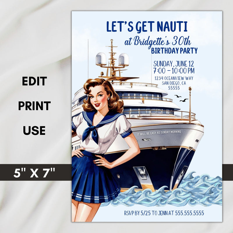 vintage nautical birthday party invitation