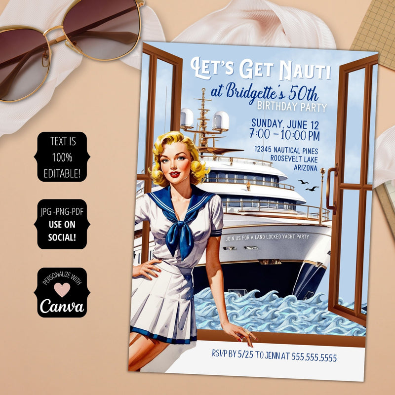 vintage party boat invitation templates