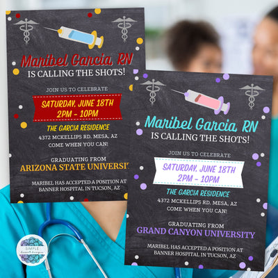 unique nursing school graduation invitation with color changing elements to match your college or university colors