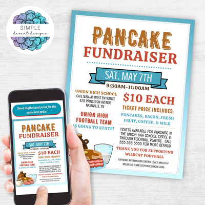 customizable pancake breakfast fundraiser event flyers digital and printed for one low price