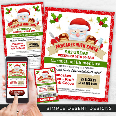 cute pancakes with santa fundraiser flyers bundle with event tickets and photos with santa