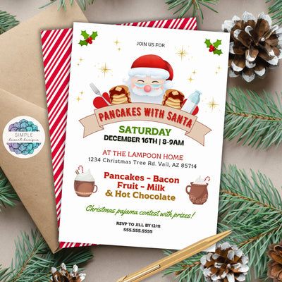 breakfast with santa brunch breakfast party invitation