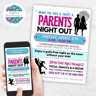 customizable parent night out flyers