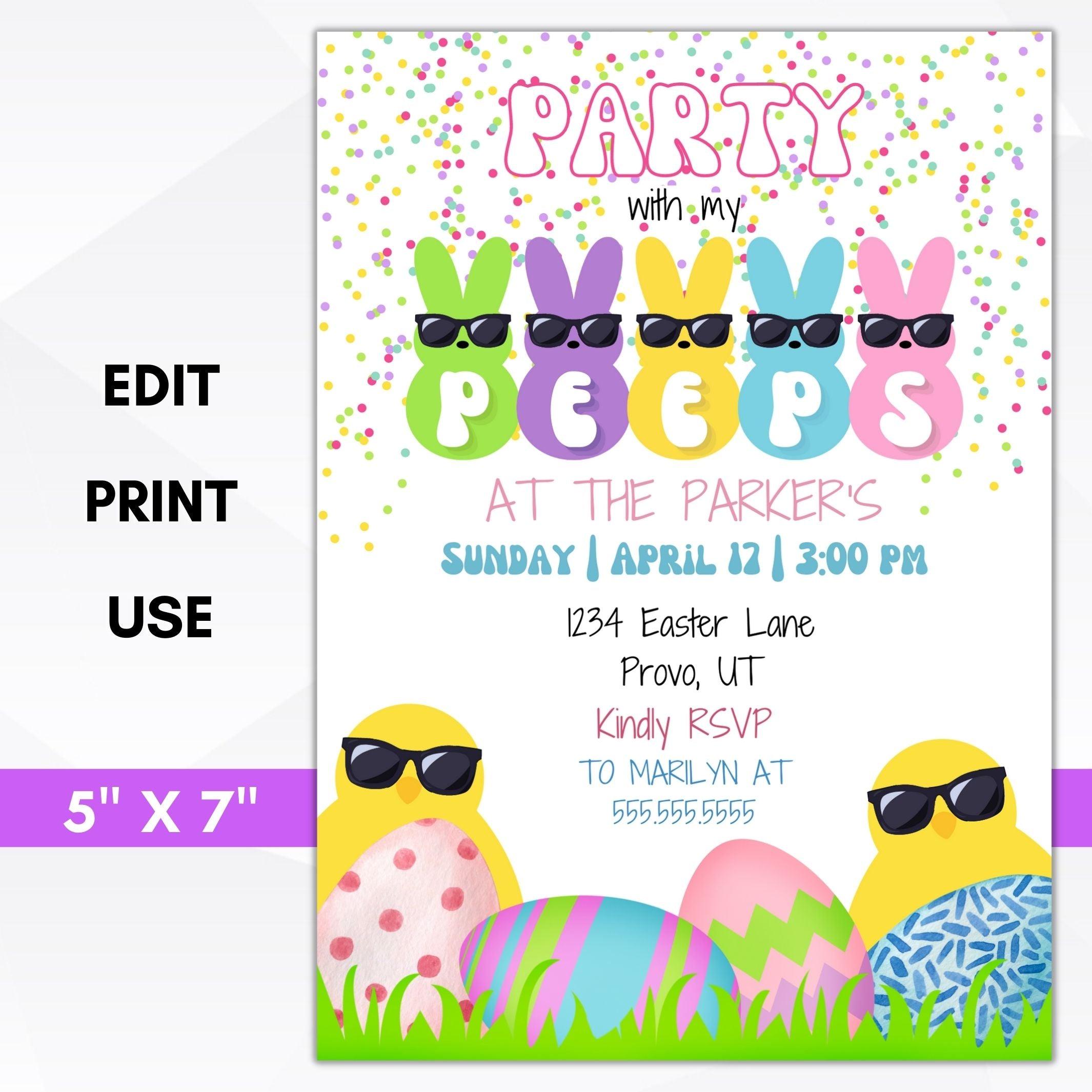 Party With My Peeps Easter Invitation – Simple Desert Designs