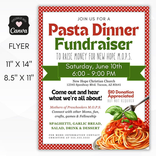 Pasta Fundraiser Flyer Set – Simple Desert Designs