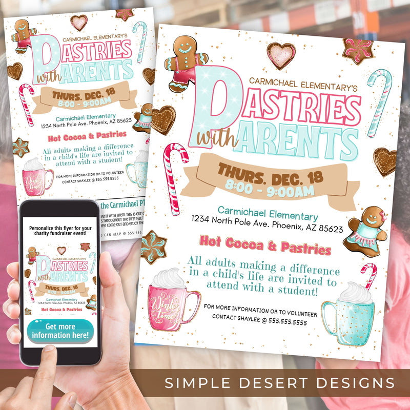 colorful holiday pastries with parents unique parent engagement flyer poster social media bundle