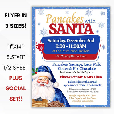 police department blue santa breakfast invitation flyers