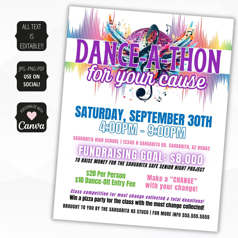 most popular danceathon fundraiser flyers set editable text