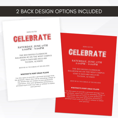 2 options included for your graduation announcement invitations