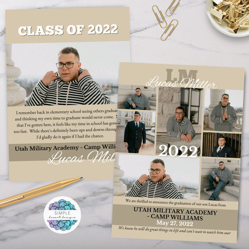 elegant high school collage graduation invitation announcement with photo collage