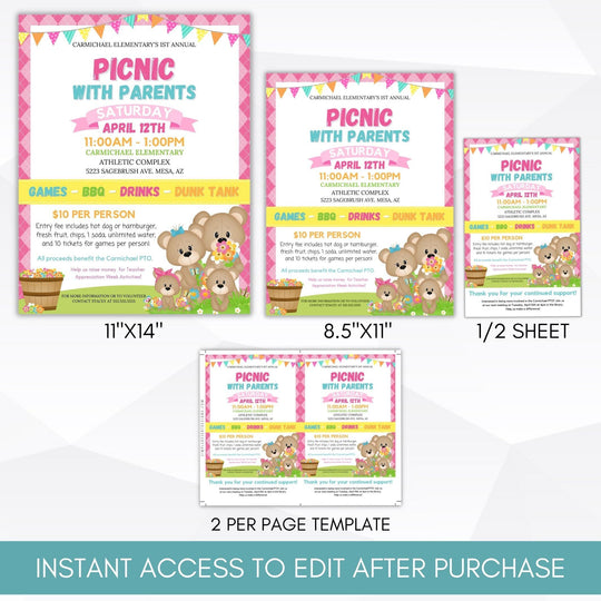 Picnic Lunch Invitation Flyer Set – Simple Desert Designs