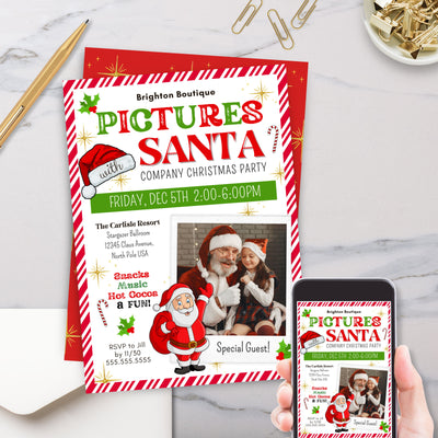 cute picutres with santa claus event invitations for kids christmas party