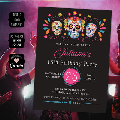 Skull Candy Birthday Party Invitation