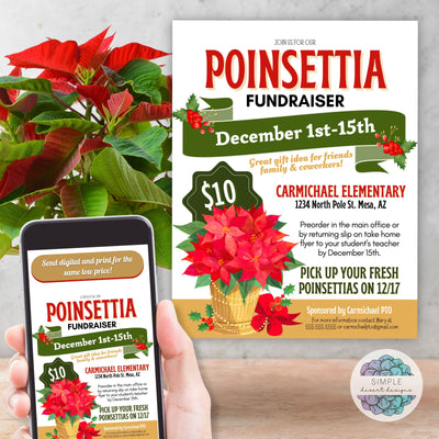 poinsettia fundraiser flower sales fundraiser flyers digital and printed set