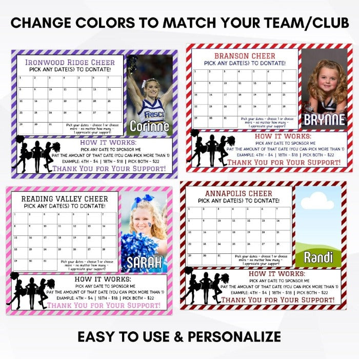 Editable Dancer Calendar Fundraiser Template Pick a Date to 