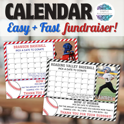 baseball calendar fundraiser templates