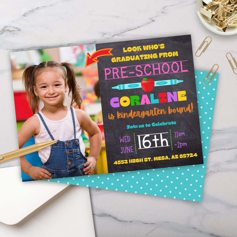 preschool or kindergarten graduation party invitations for kids