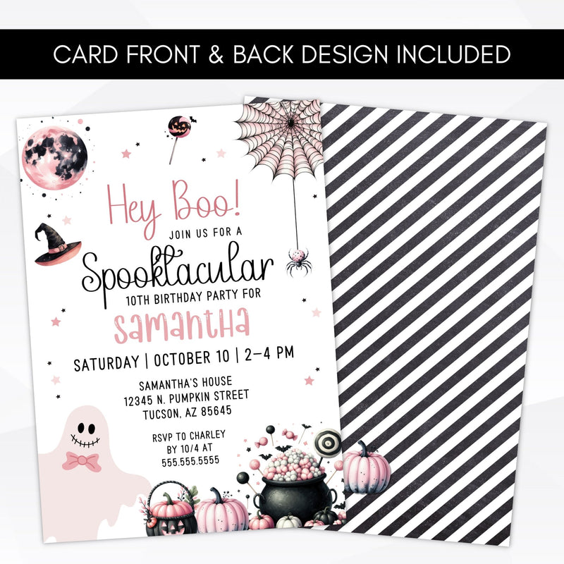 printed halloween birthday party invitation for spooktacular party for girls