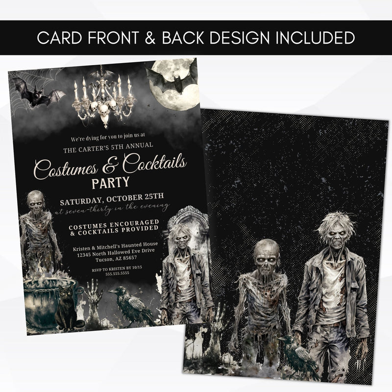 zombie theme party invitations