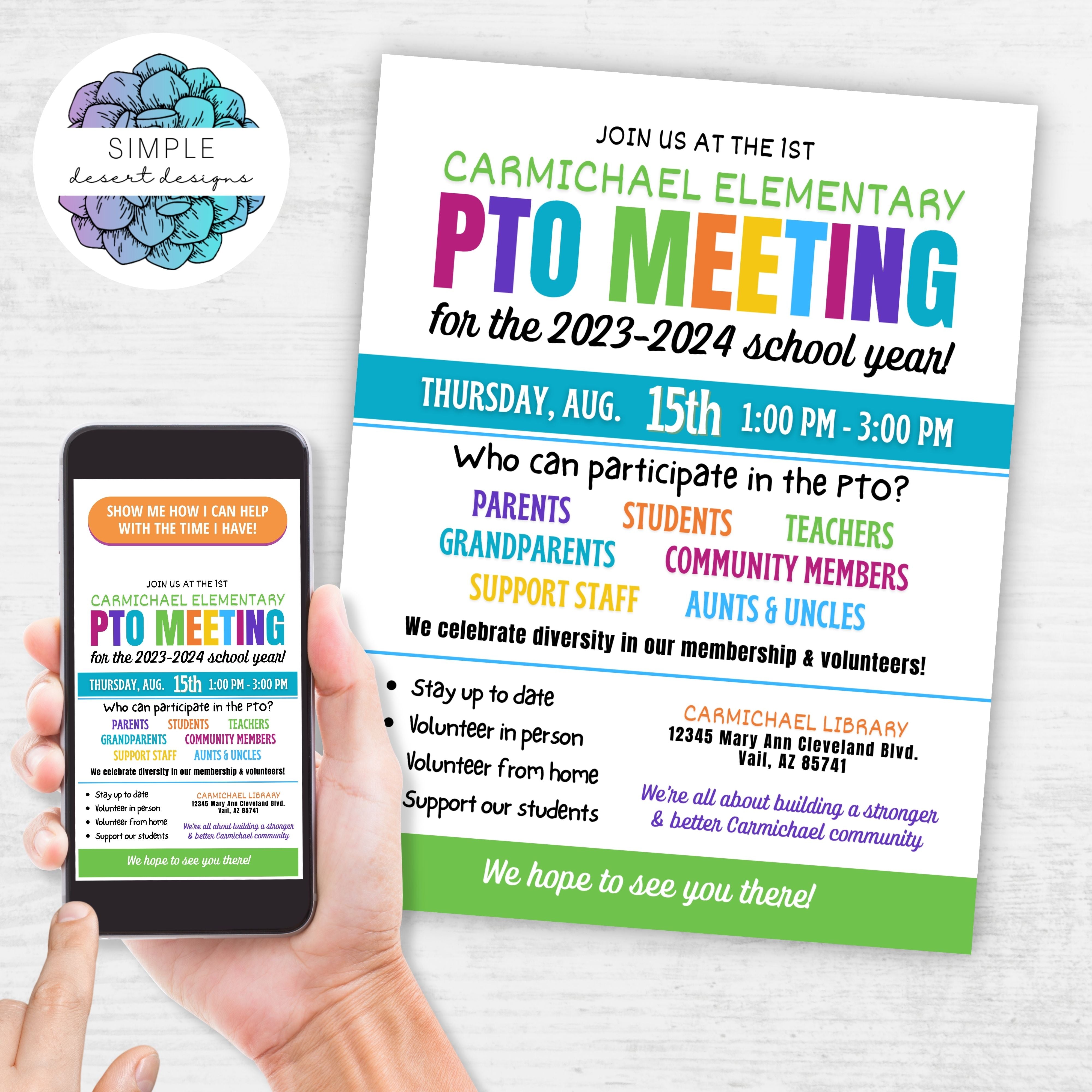 PTA Meeting Flyer – Simple Desert Designs