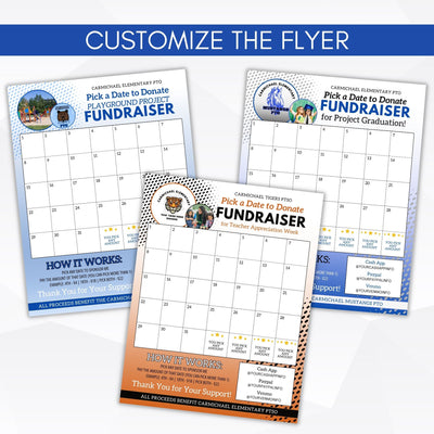 editable calendar fundraiser template for school fundraising events and charity donations