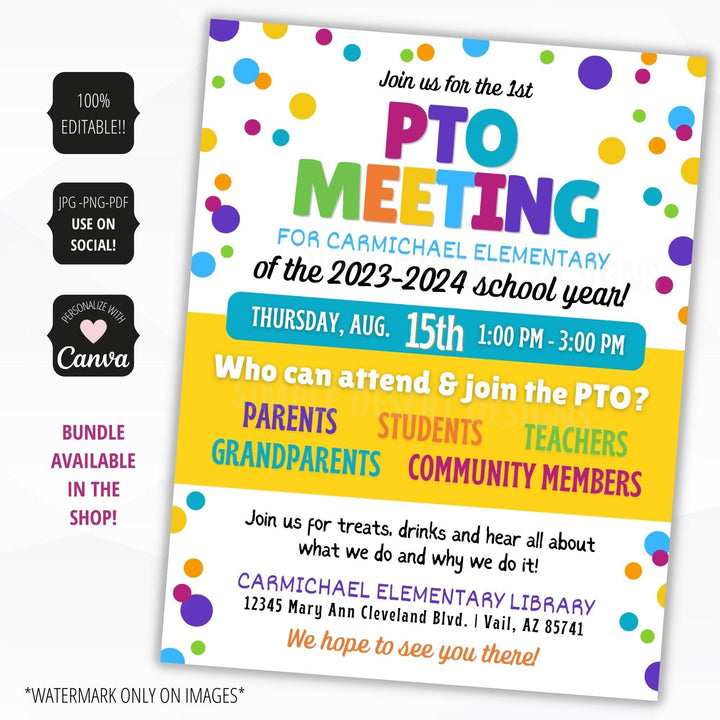 PTO Meeting Flyer – Simple Desert Designs