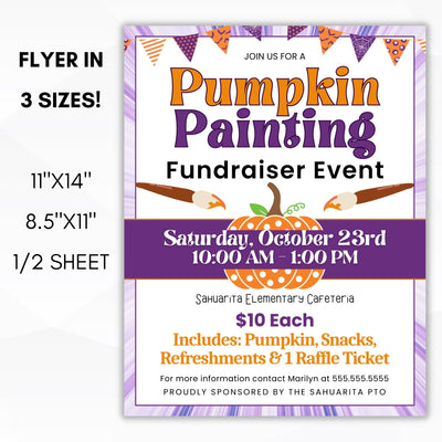 fall pumpkin painting flyer in digital and printed formats