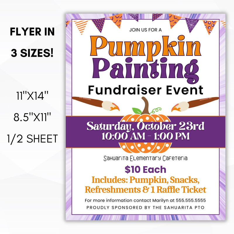 fall pumpkin painting flyer in digital and printed formats