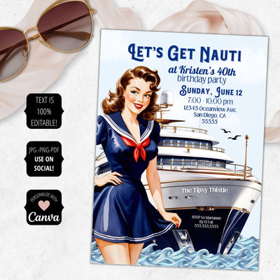 custom cruise invitations with woman for her