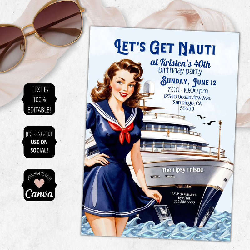 custom cruise invitations with woman for her