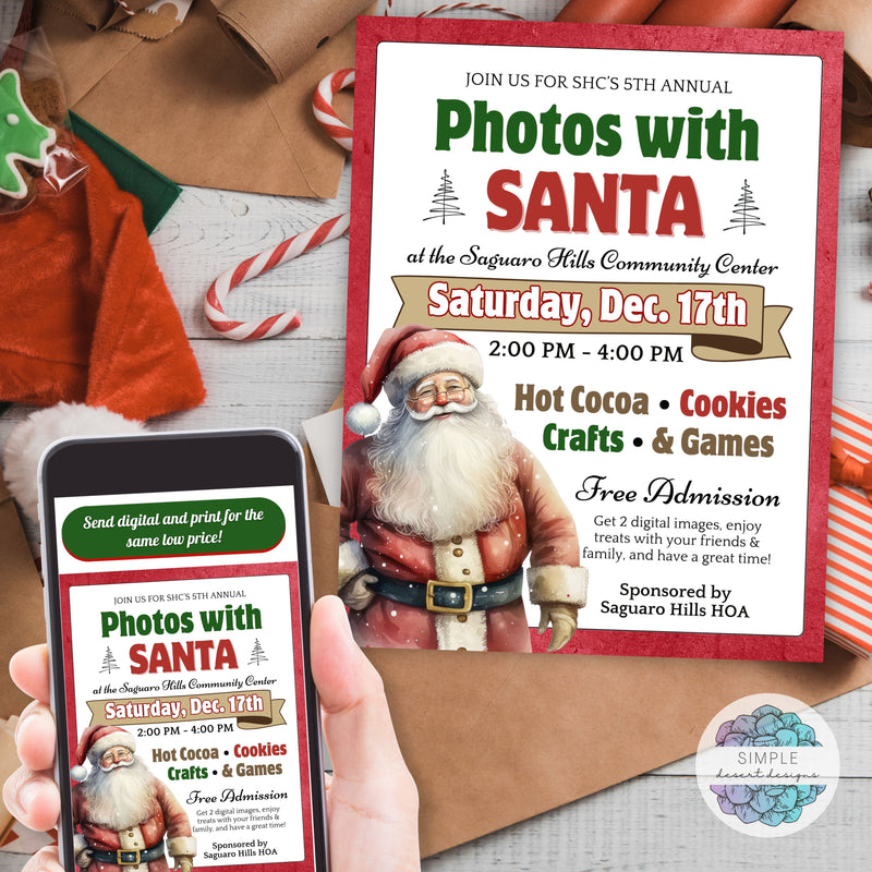 pictures with santa event flyer invitations