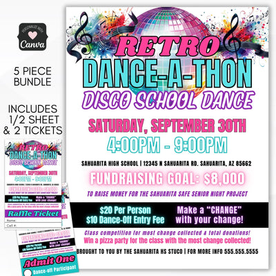 personalized dance a thon flyers with raffle and admission tickets